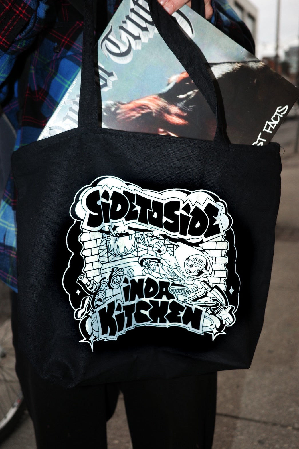 Side to side in da kitchen “Hoodie boy” Black Tote