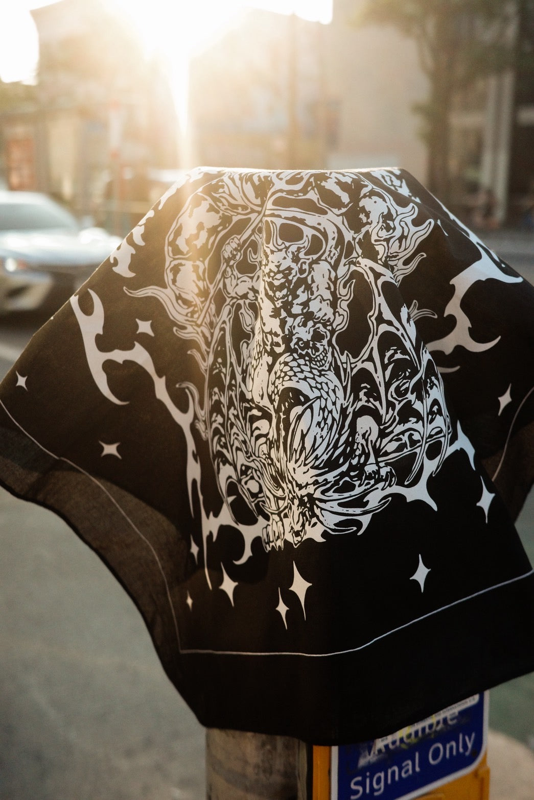 Side to side in da kitchen “Dragon” Bandana Black/White