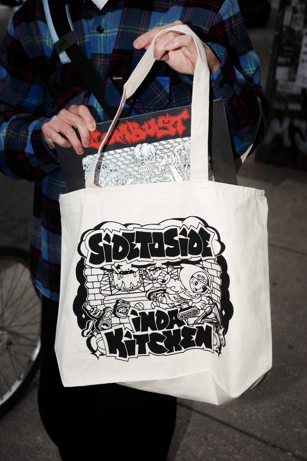 Side to side in da kitchen “Hoodie boy” Natural Tote
