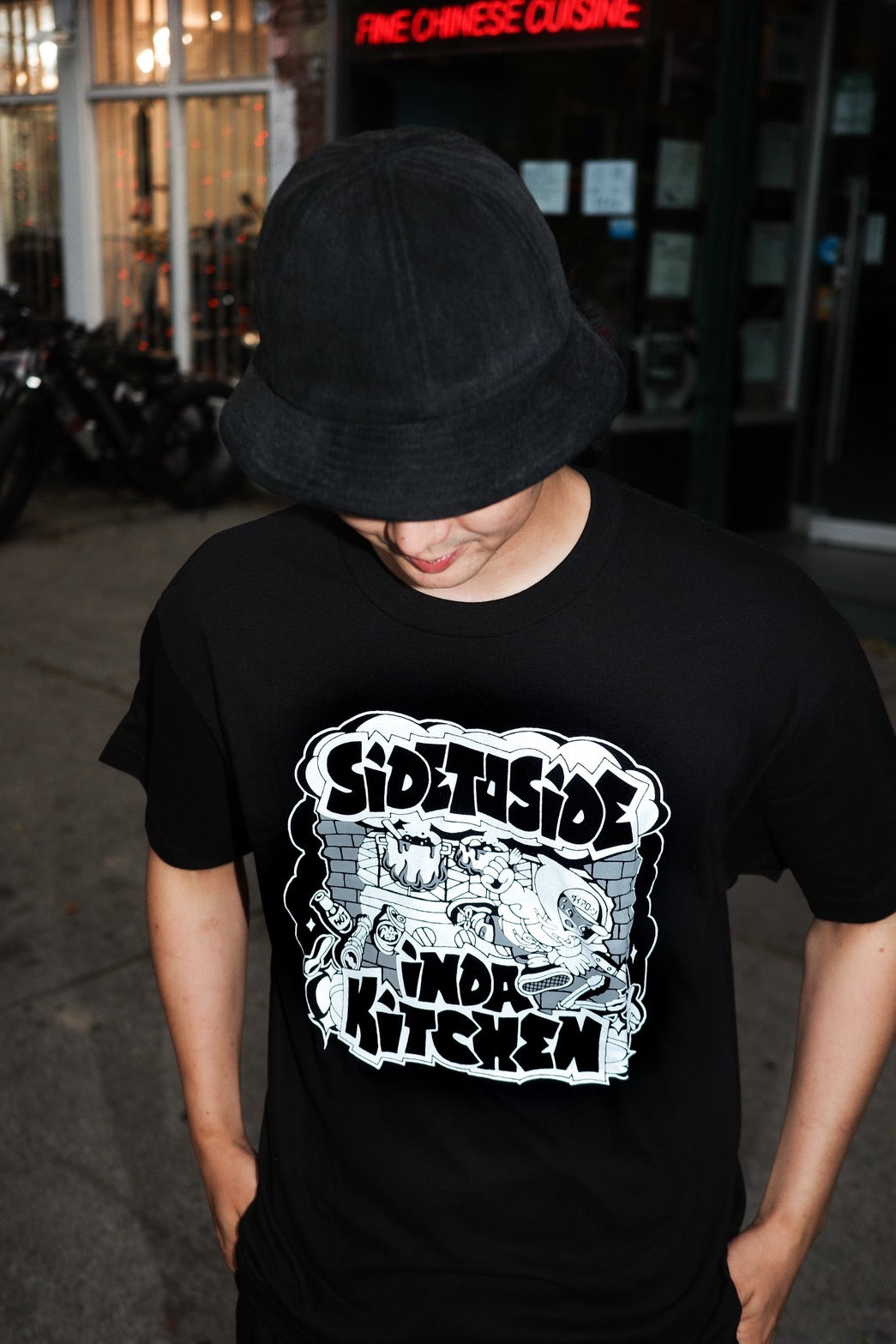 Side to side in da kitchen “Hoodie boy” Black S/S T-Shirt