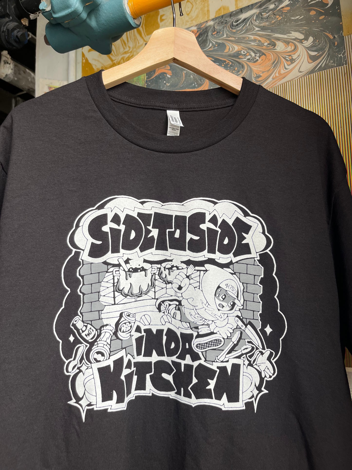 Side to side in da kitchen “Hoodie boy” Black S/S T-Shirt