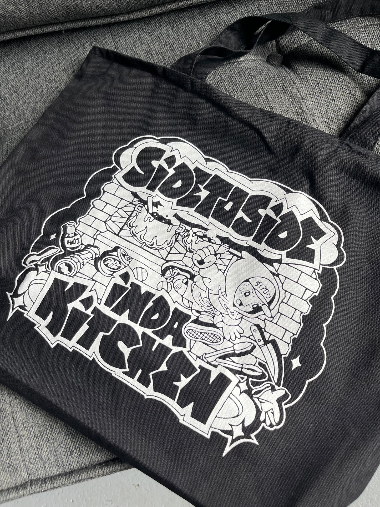 Side to side in da kitchen “Hoodie boy” Black Tote