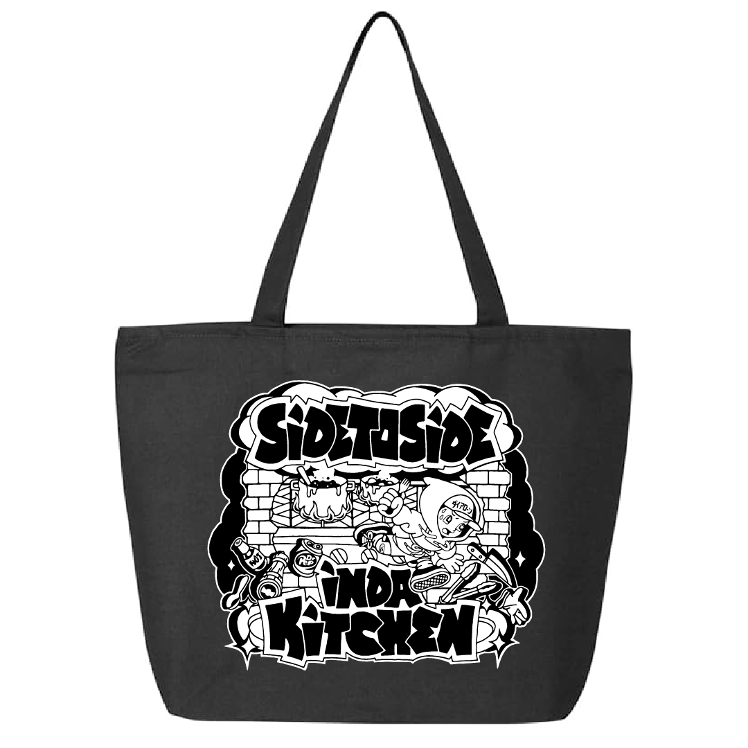 Side to side in da kitchen “Hoodie boy” Black Tote