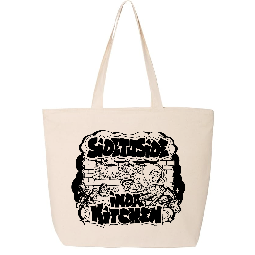 Side to side in da kitchen “Hoodie boy” Natural Tote