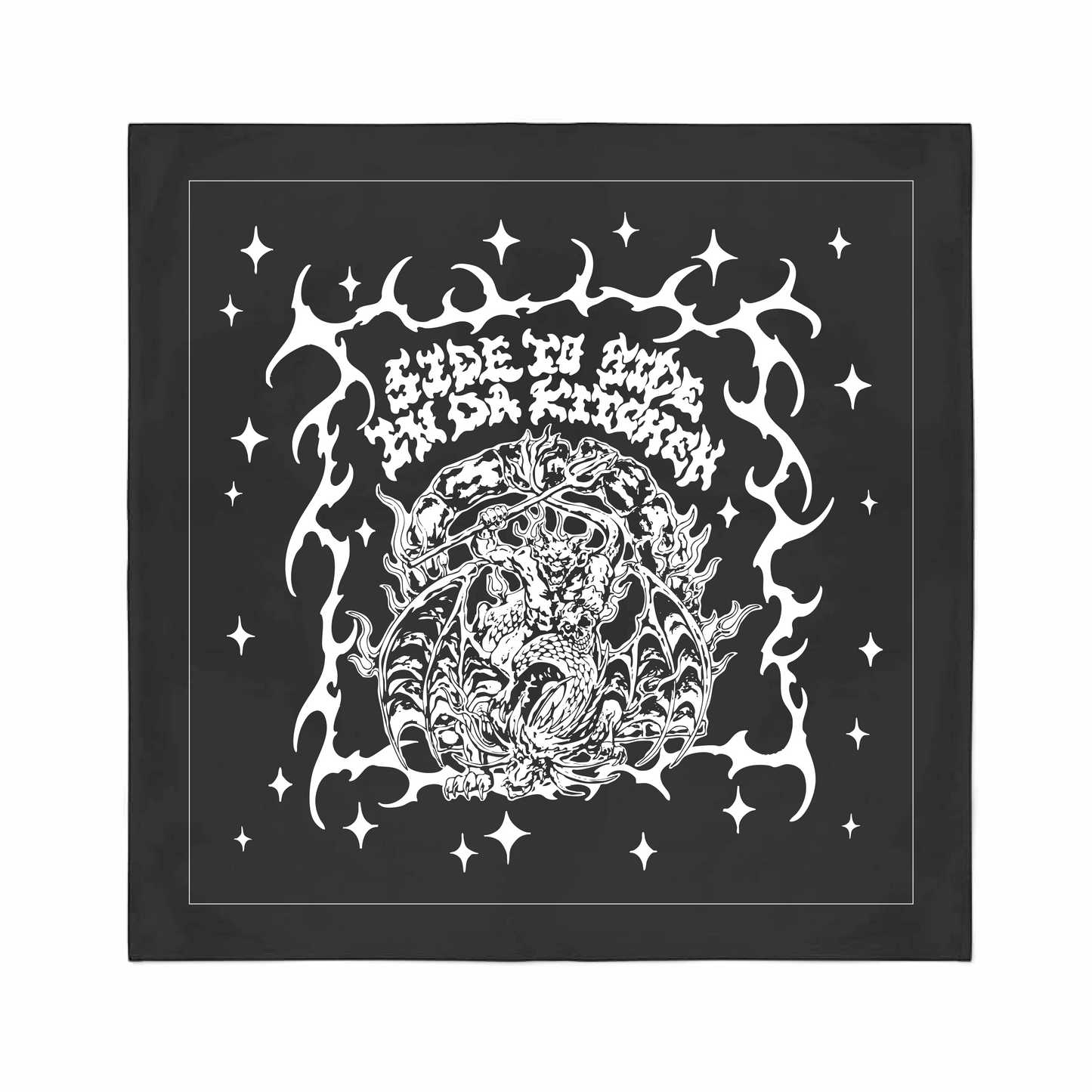 Side to side in da kitchen “Dragon” Bandana Black/White